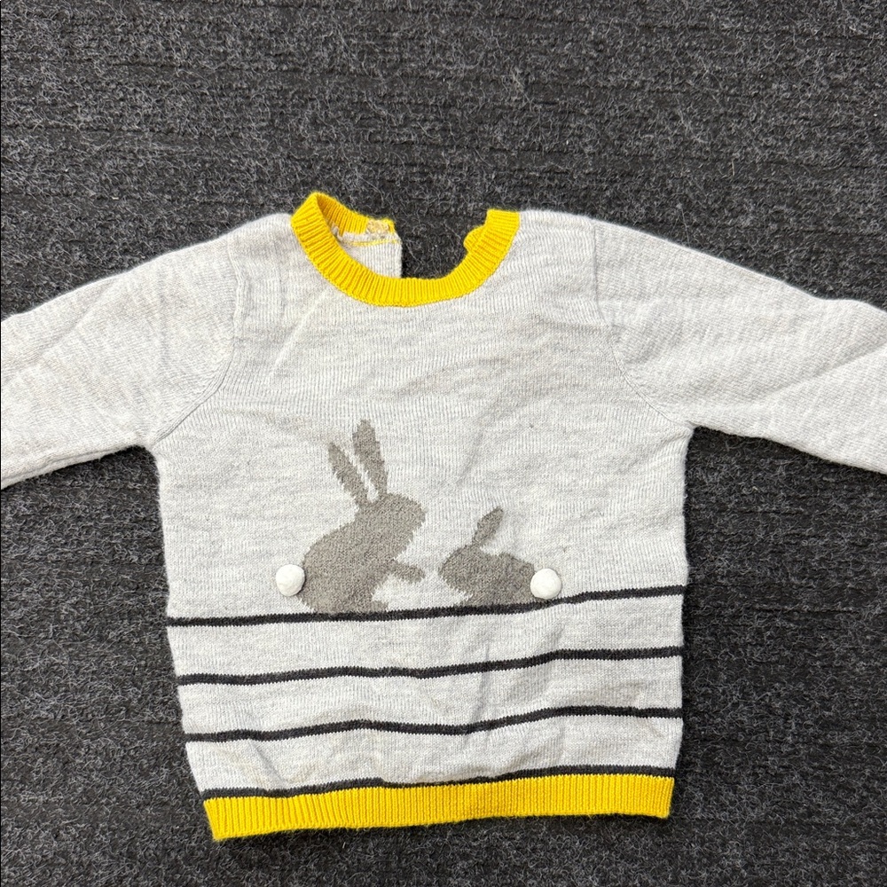 Catimini Gray & Yellow Bunny Knit Sweater